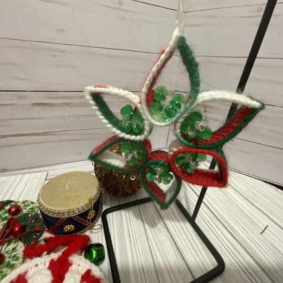 Lot of Farm House Homemade Christmas Tree Ornaments plastic canvas, misc - Picture 5 of 16